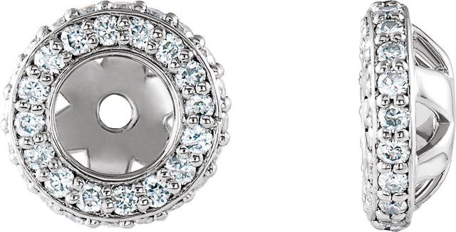 14K Gold Natural Diamond Halo-Style Earring Jackets XVI - White Gold