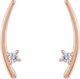14K Gold Round Natural Diamond Ear Climbers – 2.5mm Stones - Rose Gold - view 2