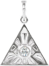 Platinum Round Natural Diamond Eye of Providence Necklace or Pendant