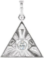 14K Gold Round Natural Diamond Eye of Providence Necklace or Pendant - White Gold