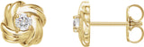14K Gold Round Natural Diamond Knot Earrings – 3mm Stones - Yellow Gold