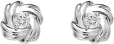 14K Gold Round Natural Diamond Knot Earrings – 3mm Stones - White Gold - view 2