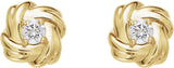 14K Gold Round Natural Diamond Knot Earrings – 3mm Stones - Yellow Gold - view 2
