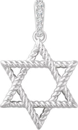 14K Gold Round Natural Diamond Star of David Pendant