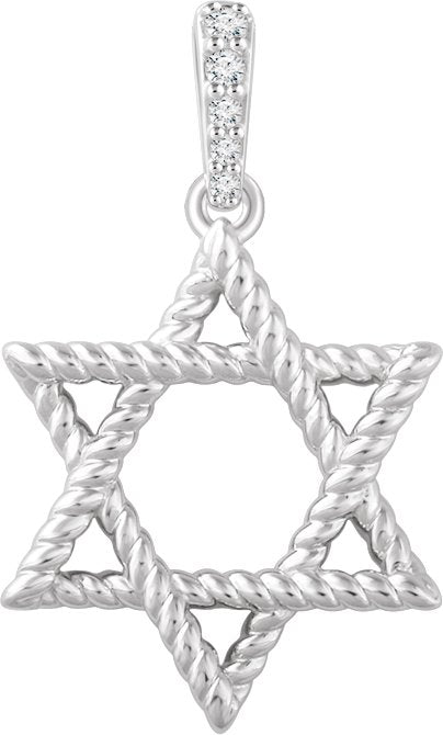 14K Gold Round Natural Diamond Star of David Pendant