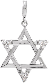 14K Gold Round Natural Diamond Star of David Pendant – 1/10 CTW