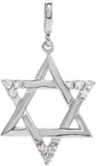 14K Gold Round Natural Diamond Star of David Pendant – 1/10 CTW