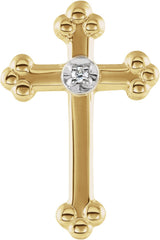 14K Gold Round Natural Diamond Cross Lapel Pin – 14x9mm - Two-Tone