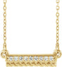 14K Gold Round Natural Diamond Rope Bar Necklace - Yellow Gold