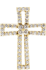 14K Gold Round Natural Diamond Cross Pendant – 1/2 CTW
