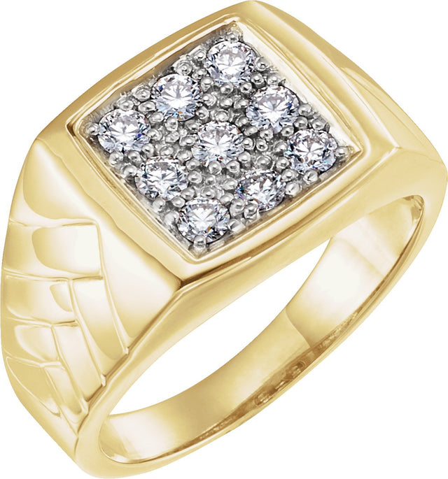 14K Gold Round Natural Diamond Cluster Ring – 2.7mm Stones