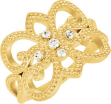 14K Gold Round Natural Diamond Granulated Ring