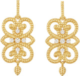 14K Gold Round Natural Diamond Granulated Earrings – 2mm Stones - view 2