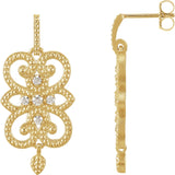 14K Gold Round Natural Diamond Granulated Earrings – 2mm Stones