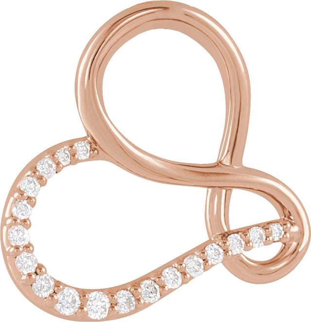 14K Gold Round Natural Diamond Infinity-Inspired Heart Pendant - Rose Gold