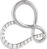 14K Gold Round Natural Diamond Infinity-Inspired Heart Pendant - White Gold