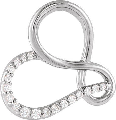 14K Gold Round Natural Diamond Infinity-Inspired Heart Pendant - White Gold