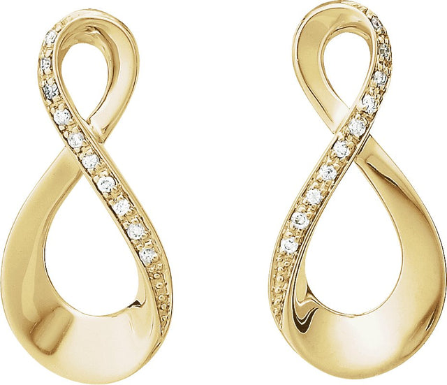 14K Gold Round Natural Diamond Accented Infinity-Inspired Earrings - Yellow Gold - view 2