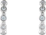 14K Gold Round Natural Diamond Accented Beaded Hoop Earrings - White Gold - view 2
