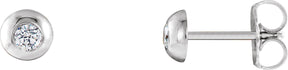 Platinum Natural Diamond Round Bezel-Set Stud Earrings – 2.5-3.5mm Stones
