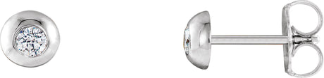 14K Gold Lab-Grown Diamond Round Bezel-Set Stud Earrings - White Gold
