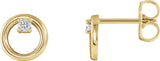 14K Gold Round Natural Diamond Circle Earrings – 2mm Stones - Yellow Gold