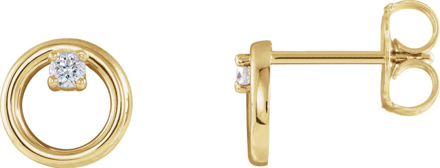 14K Gold Round Natural Diamond Circle Earrings – 2mm Stones - Yellow Gold