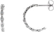 14K Gold Round Natural Diamond Accented Hoop Earrings – 0.9mm Stones - White Gold