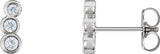 Platinum Round Natural Diamond Petite Three-Stone Ear Climbers