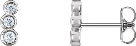 14K Gold Round Natural Diamond Petite Three-Stone Ear Climbers - White Gold