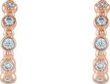 14K Gold Round Natural Diamond Accented Beaded Hoop Earrings - Rose Gold - view 2