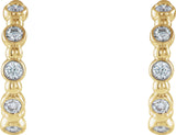 14K Gold Round Natural Diamond Accented Beaded Hoop Earrings - Yellow Gold - view 2