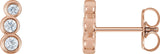 14K Gold Round Natural Diamond Petite Three-Stone Ear Climbers - Rose Gold