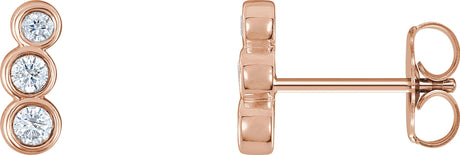 14K Gold Round Natural Diamond Petite Three-Stone Ear Climbers - Rose Gold
