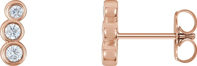 14K Gold Round Natural Diamond Petite Three-Stone Ear Climbers - Rose Gold