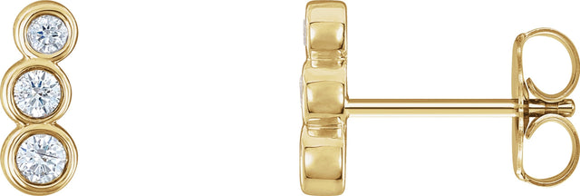 14K Gold Round Natural Diamond Petite Three-Stone Ear Climbers - Yellow Gold