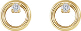 14K Gold Round Natural Diamond Circle Earrings – 2mm Stones - Yellow Gold - view 2