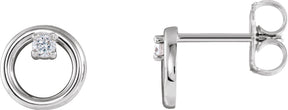 Platinum Round Natural Diamond Circle Earrings