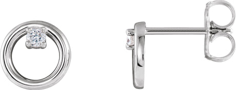 Platinum Round Natural Diamond Circle Earrings