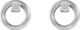 Platinum Round Natural Diamond Circle Earrings - view 2