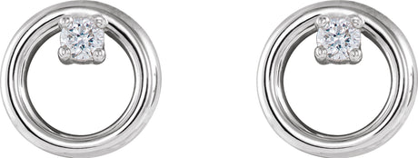 Platinum Round Natural Diamond Circle Earrings - view 2