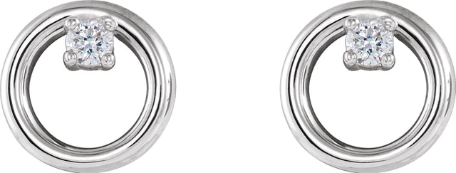 Platinum Round Natural Diamond Circle Earrings - view 2