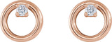 14K Gold Round Natural Diamond Circle Earrings – 2mm Stones - Rose Gold - view 2
