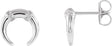 Platinum Round Natural Diamond Accented Crescent Earrings