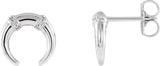 Platinum Round Natural Diamond Accented Crescent Earrings