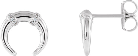 Platinum Round Natural Diamond Accented Crescent Earrings