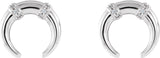 14K Gold Round Natural Diamond Accented Crescent Earrings - White Gold - view 2