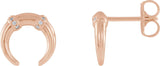 14K Gold Round Natural Diamond Accented Crescent Earrings - Rose Gold