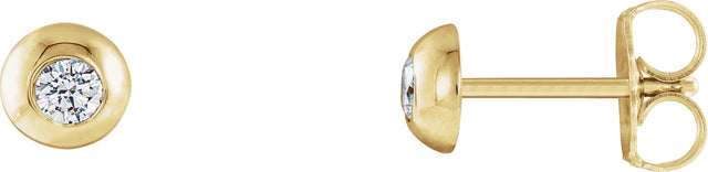 14K Gold Lab-Grown Diamond Round Bezel-Set Stud Earrings - Yellow Gold