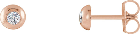 14K Gold Lab-Grown Diamond Round Bezel-Set Stud Earrings - Rose Gold